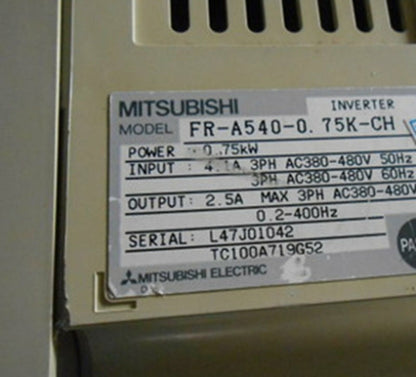 Mitsubishi Inverter FR-A540 0.75K CH Tested Good Condition - MITSUBISHI