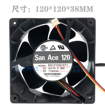 Sanyo 9G1212G1071 12V 0.98A 12038 12CM 12cm 3-wire high airflow cooling fan