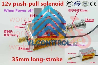 Long-Stroke Large Solenoid Electromagnetic Push-Pull Actuator 35mm 12V 24V 220V~