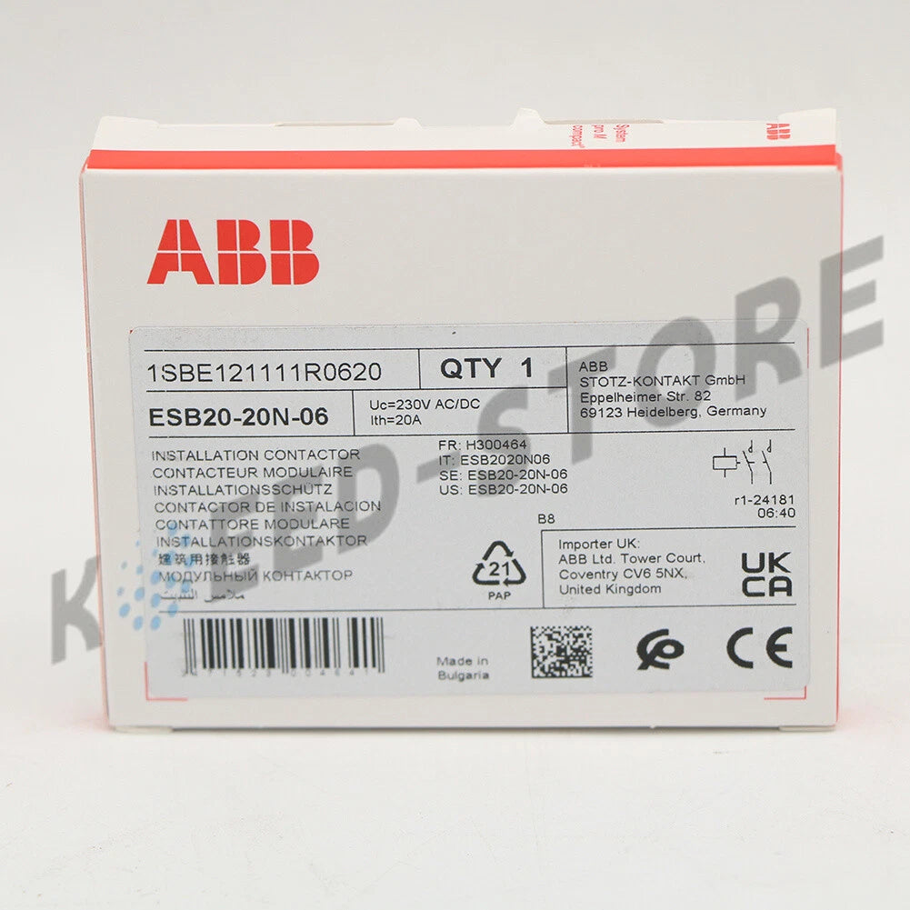 1PCS ABB ESB20-20N-06 Installation Contactor 230V AC/DC 1SBE121111R0620 /*