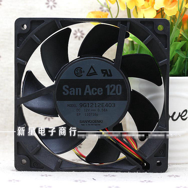 1pcs SANYO 9G1212E403 12V 0.58A 12025 12CM Double Ball Gale Cooling Fan 2pin