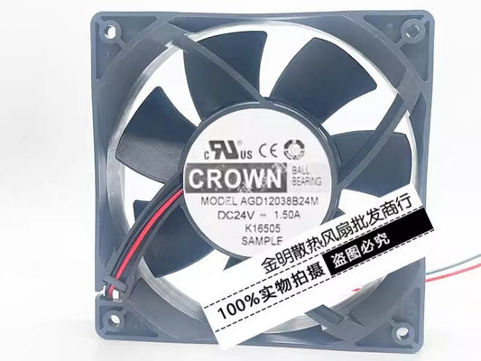 CROWN AGD12038B24M DC24V 1.50A 12CM 2-Wire Inverter Cooling Fan