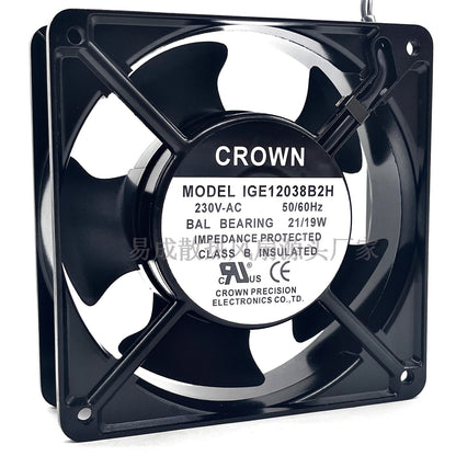 CROWN IGE12038B2H AC230V 21/19W Axial Cooling Fan for Enclosures and Cabinets