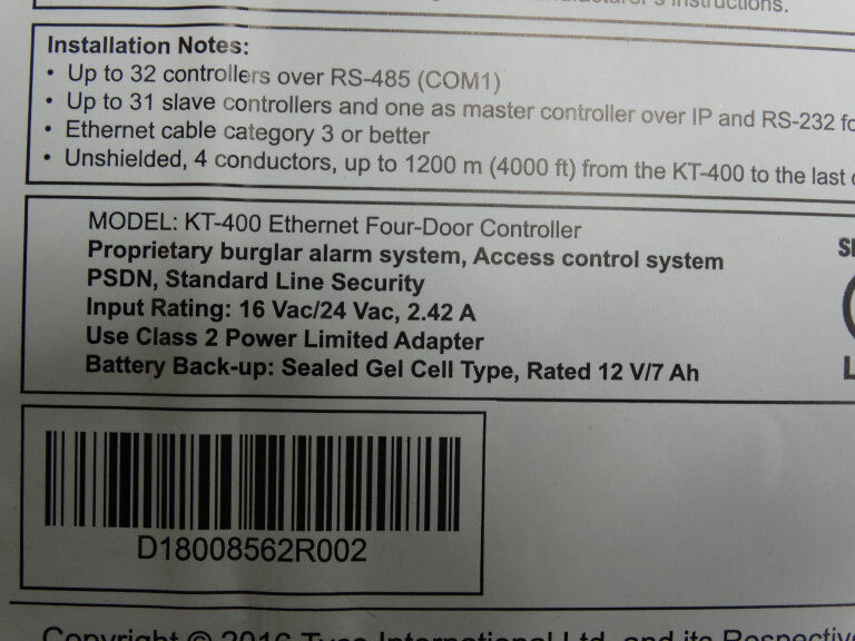 TYCO KT-400 Enclosure - TYCO
