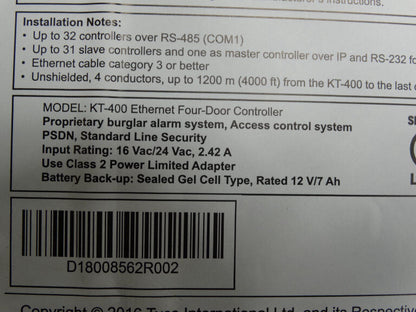 TYCO KT-400 Enclosure - TYCO