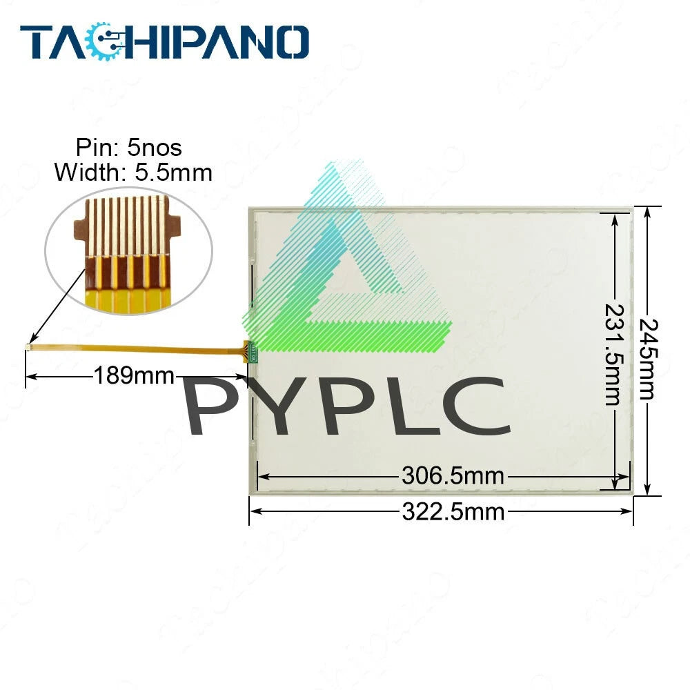 2711P-T15C22A9P-A Touch Screen for 2711P-T15C22A9P SER A + Protective Film 5pin