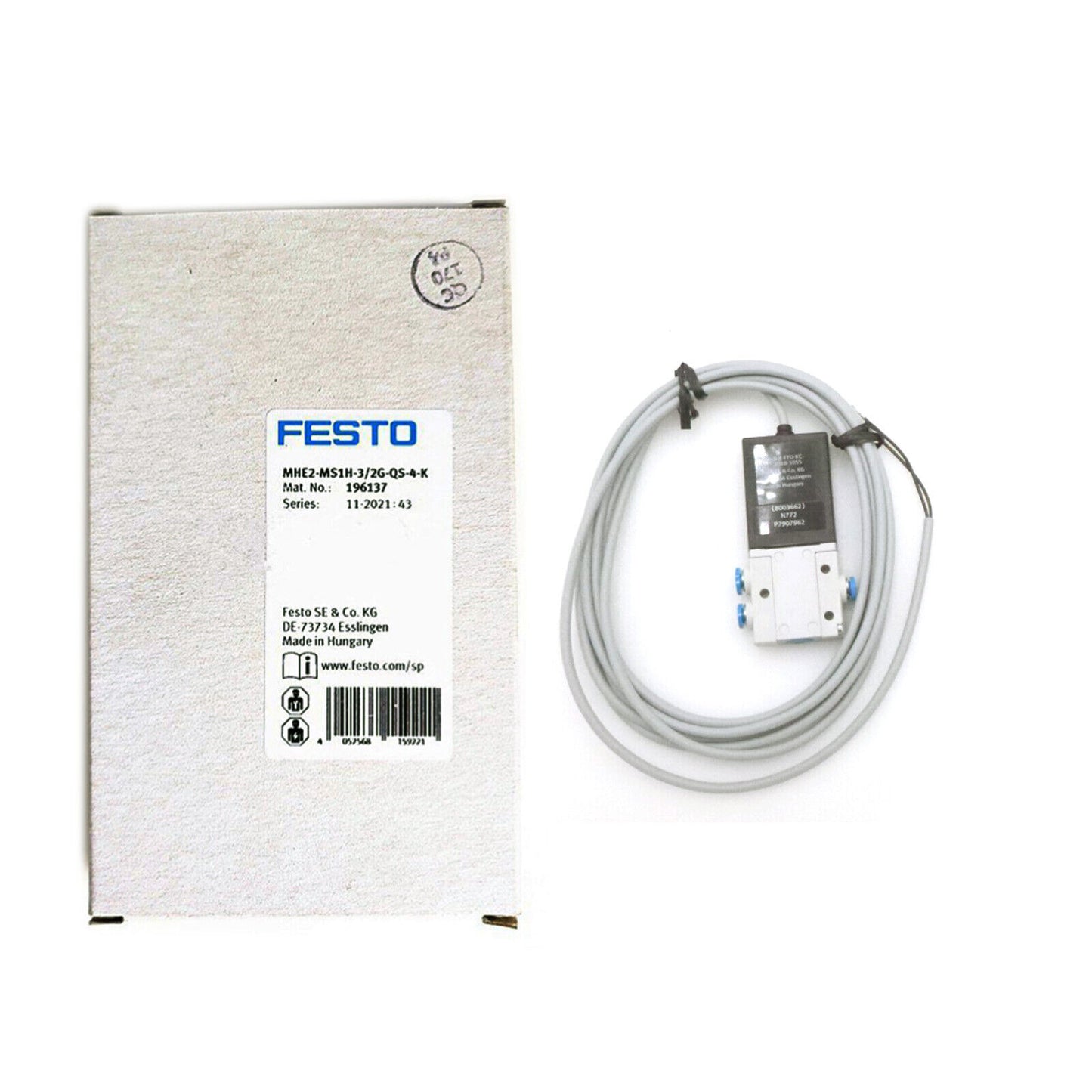 FESTO MHE2-MS1H-3/2G-QS-4-K 196137 Solenoid Valve - FESTO