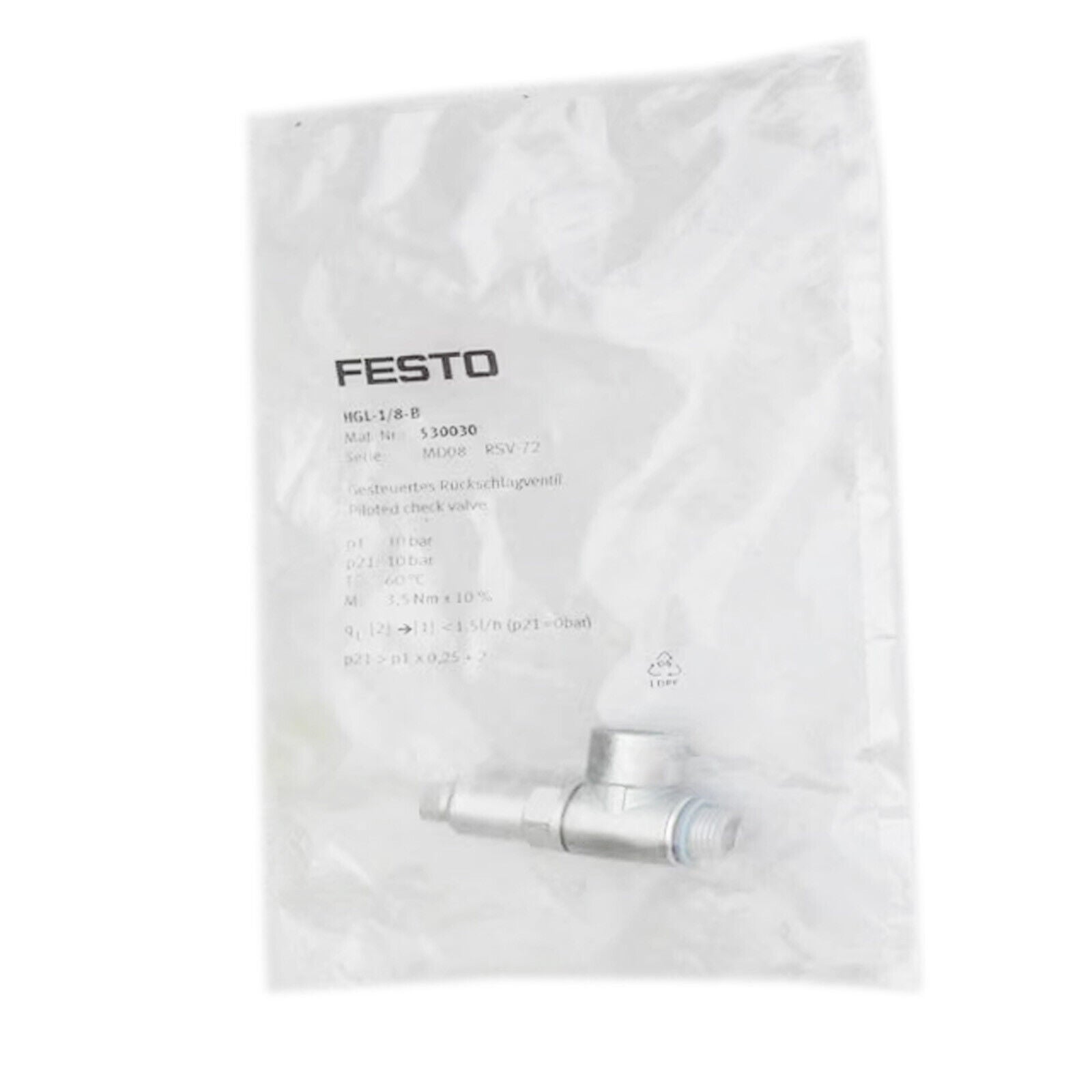 FESTO HGL-1/8-B Non-Return Valve - FESTO