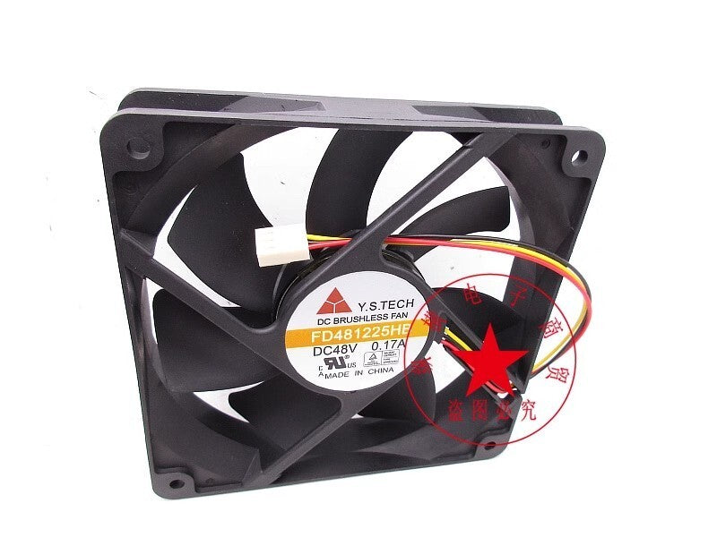 Y.S.TECH FD481225HB 12025 DC48V 0.17A 12CM 3-Pin Dual Ball Ball Server Fan