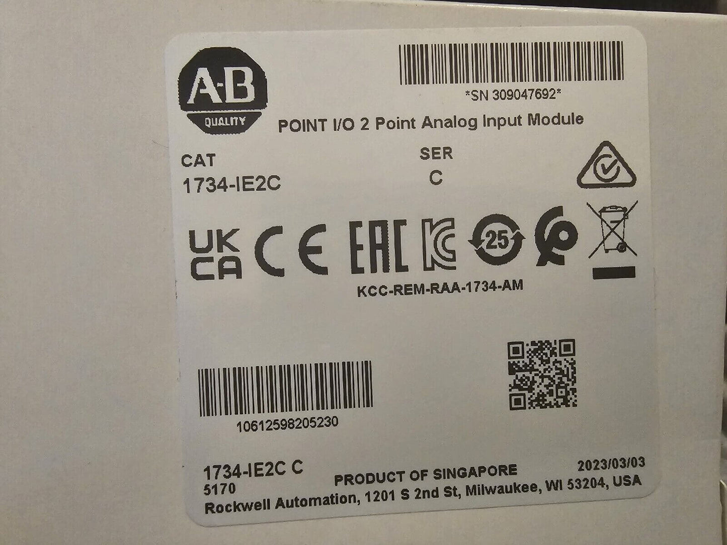 AB Allen-Bradley 2Point Analog Input Module 1734IE2C – 2023 New Sealed - AB ALLEN-BRADLEY