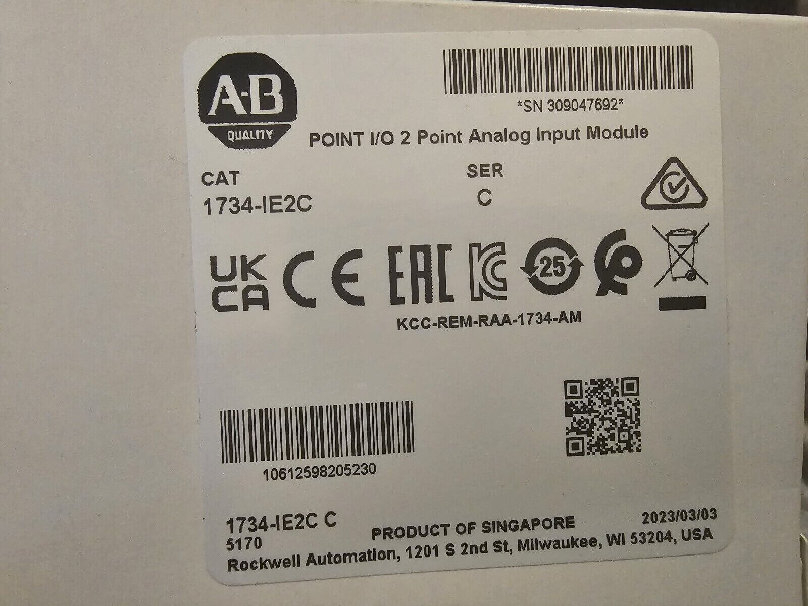 AB Allen-Bradley 2Point Analog Input Module 1734IE2C – 2023 New Sealed - AB ALLEN-BRADLEY