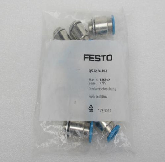 10PC  FESTO Threaded plug QS-G1/4-10-I 186112 Free shipping