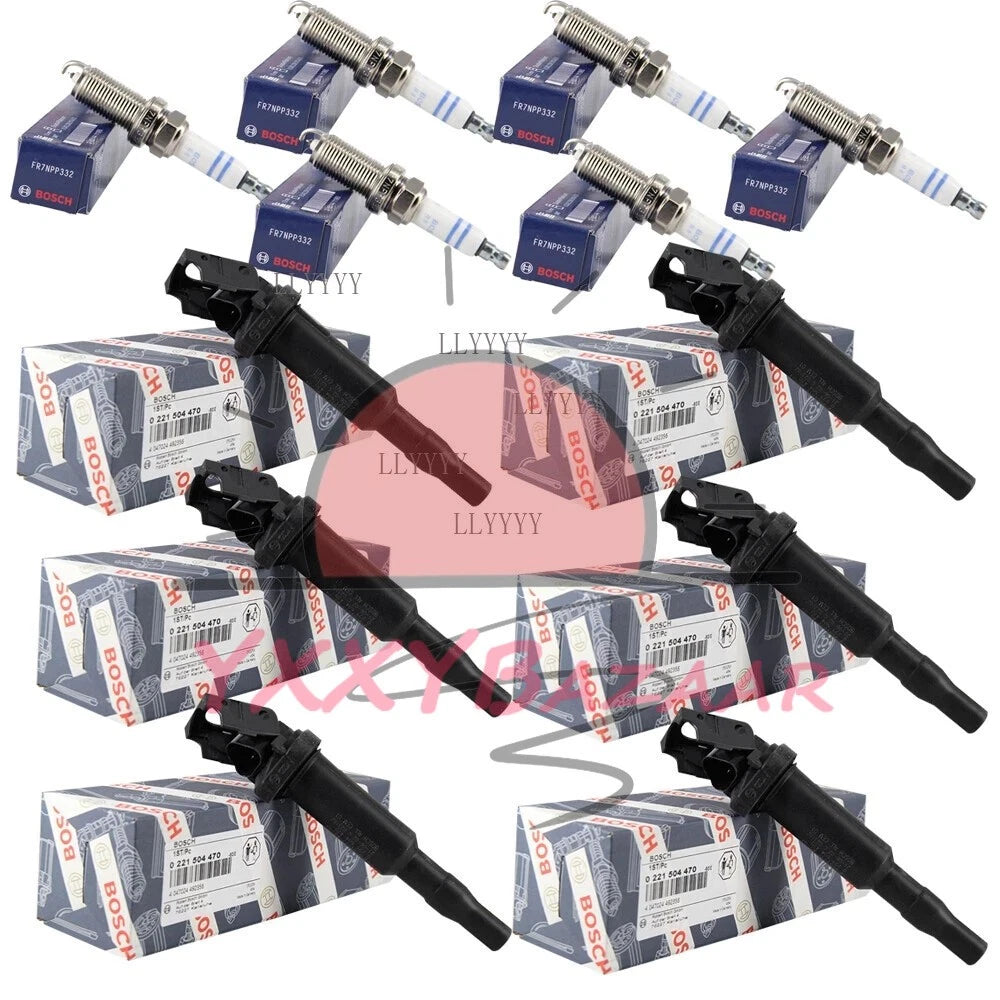 6PC 022150447 Ignition Coil & Spark Plug FOR BMW 325i 328i 525 528 530 535 X3 X5