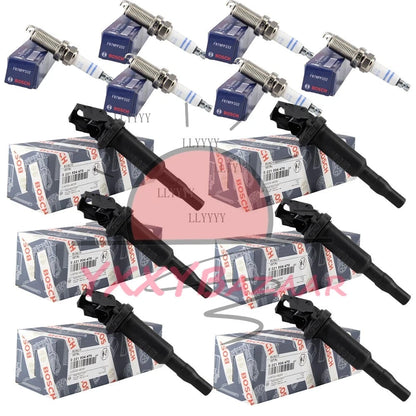 6PC 022150447 Ignition Coil & Spark Plug FOR BMW 325i 328i 525 528 530 535 X3 X5