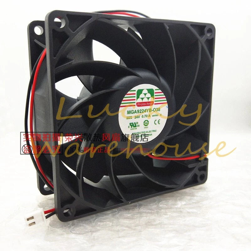 Yongli MGA9224YB-O38 24V 0.70A 9238 9CM cooling fan 2 wire