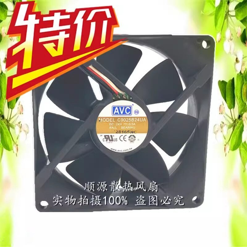 AVC C9025B24UA DC24V 0.3A 9CM 3-Wire Inverter Cooling Fan