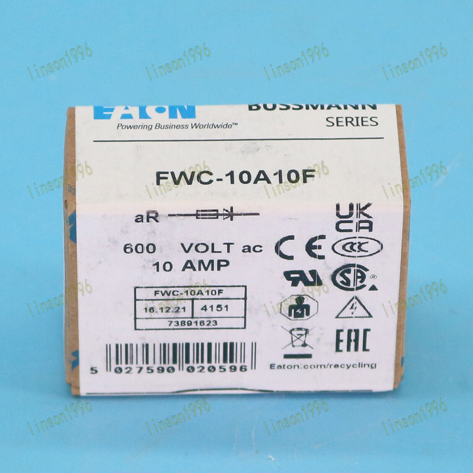 10-Piece 10Amp Fuses, Bussmann FWC-10A10F, 600VAC, 38mm, Fast Acting Fuses - BUSSMANN