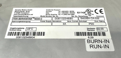 used Kollmorgen S403BA-CA-022 Servo Drive - KOLLMORGEN