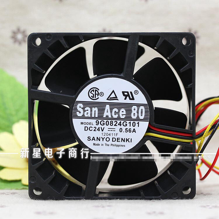 1pcs Sanyo 9G0824G101 24V 8CM 8038 0.56A inverter fan 3pin