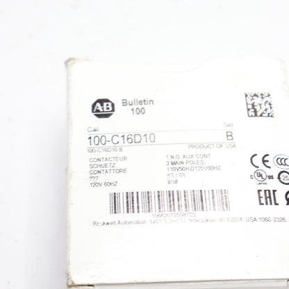 Allen-Bradley Contactor 50/60Hz 110/120V Coil 100-C16D10 SHIP - ALLEN-BRADLEY