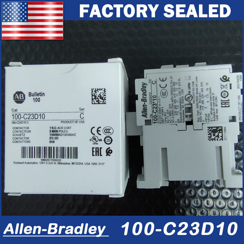 Allen-Bradley 100-C23D10 IEC Contactor 110/120 VAC 3-P 23A New Factory Sealed - High-Efficiency Industrial Contactor - ALLEN-BRADLEY