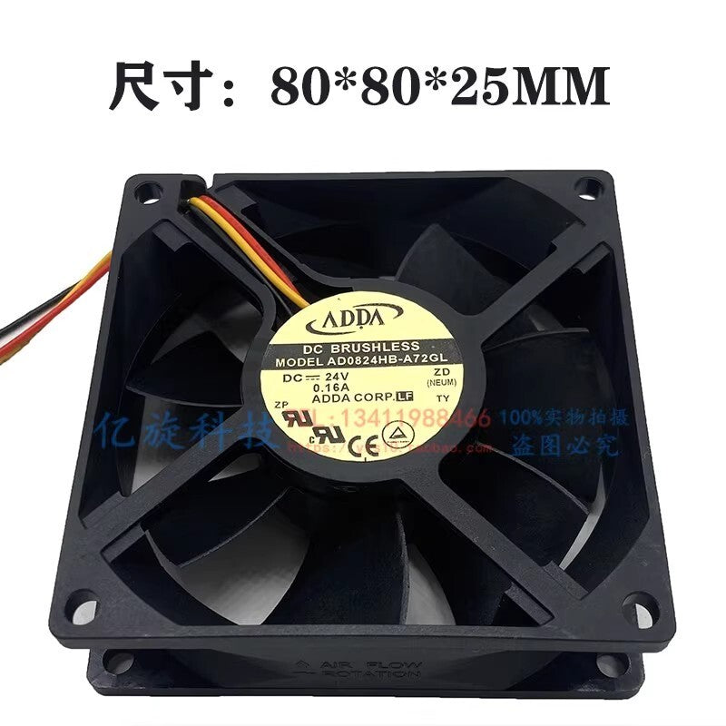 ADDA AD0824HB-A72GL DC24V 0.16A 3-Wire Silent Inverter Cooling Fan
