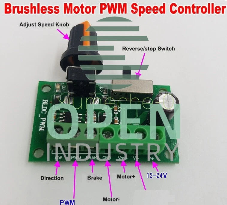 DC 12V/24V Inner Driver Brushless Motor PWM Speed Controller CW CCW Brake