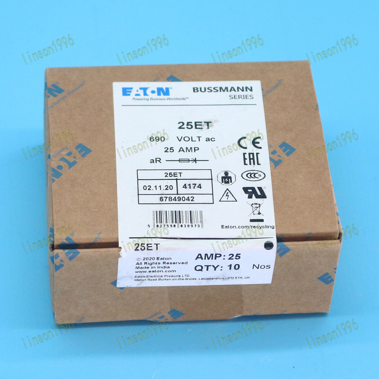 Bussmann BS88:4 25ET 25A 690Vac Fuse 10PC/Box - BUSSMANN