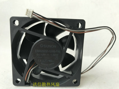 1pcs  SUNON fan EB60251S1-Q000-F99 6025 DC12V 1.56W Projector fan 3pin