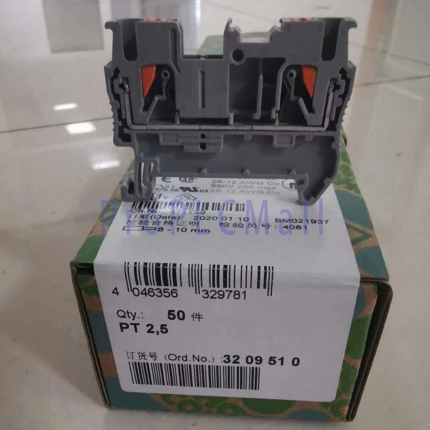 50Pcs/Box For PHOENIX CONTACT Feed-through terminal block PT 2,5 3209510 #F