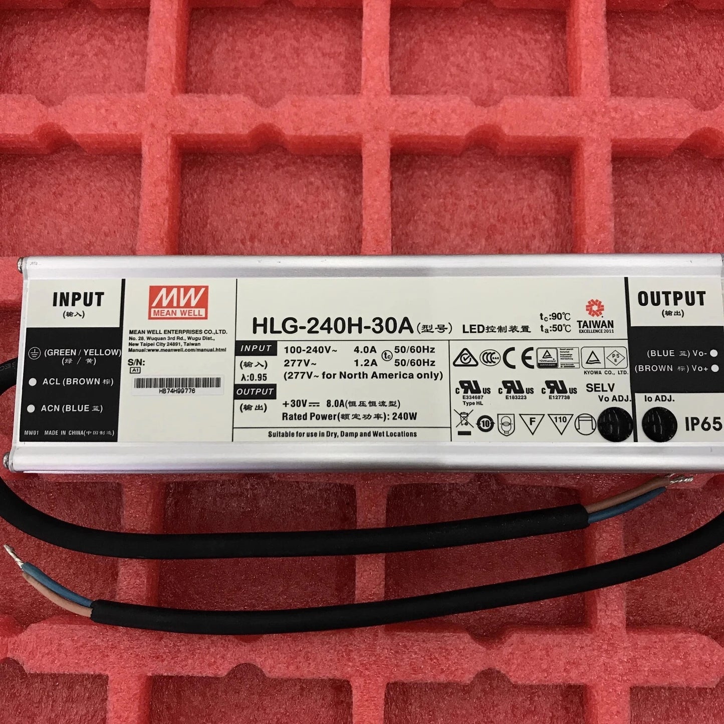 Meanwell HLG-240H-30A 30V 8A Waterproof PFC Constant Current LED Power Supply