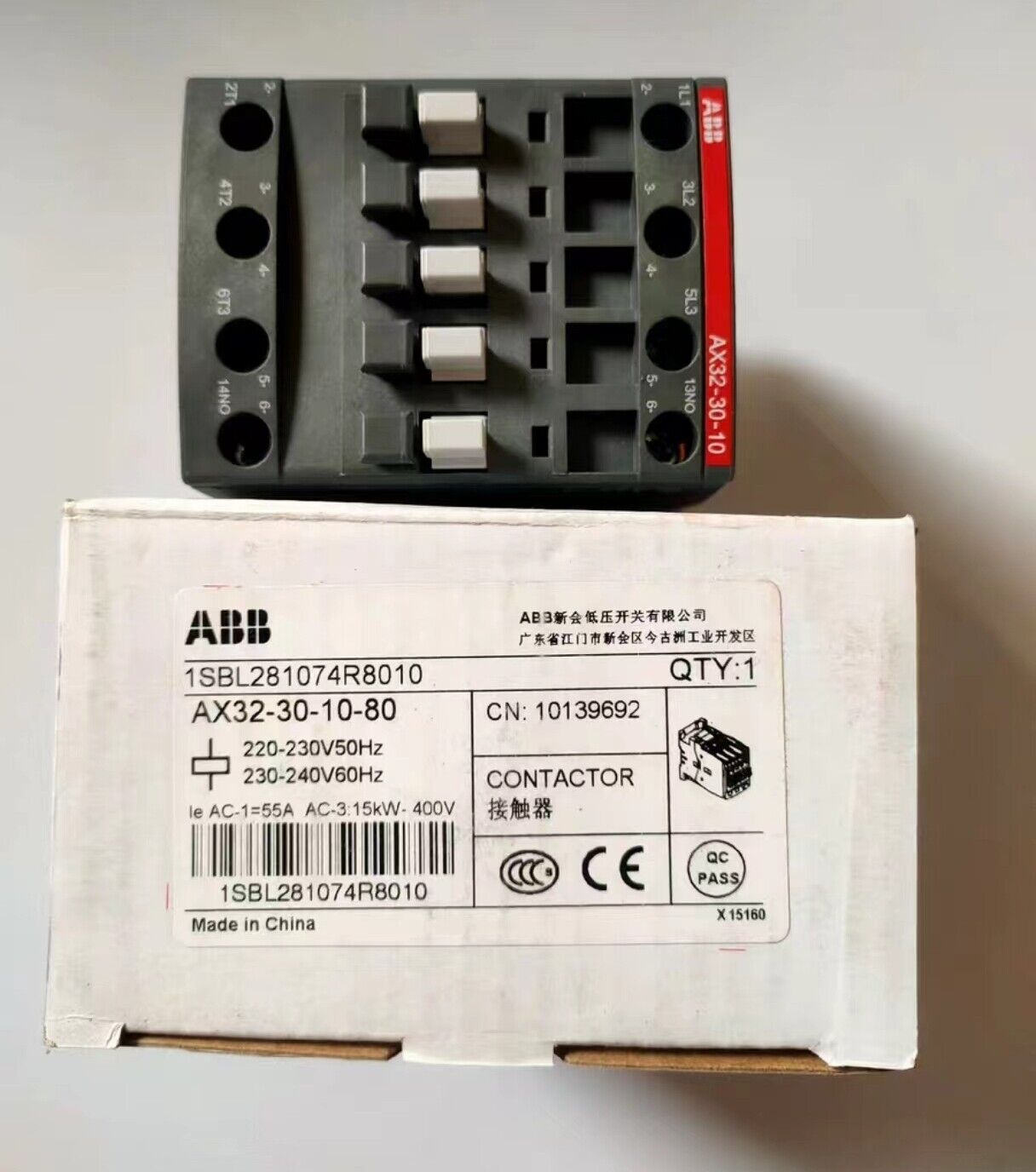 new 1pc ABB AX32-30-10-80 Contactor 220-230V50Hz/230-240V60Hz