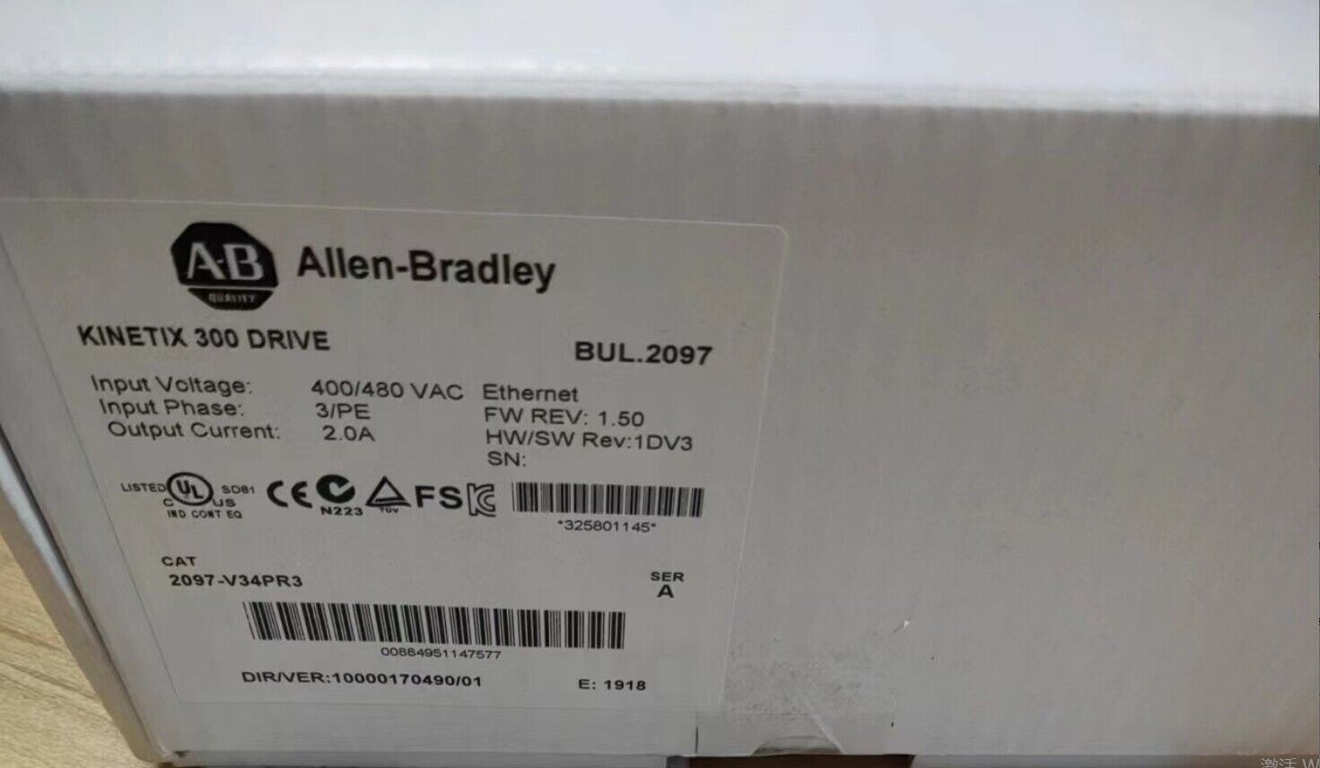 Allen-Bradley Factory Sealed Kinetix 300 Servo Driver (Model: 2097-V34PR3) - ALLEN-BRADLEY