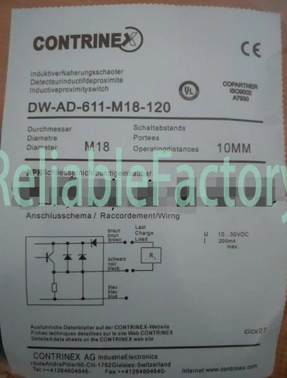1PC Contrinex DW-AD-611-M18-120 Proximity switch free shipping