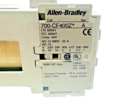new Allen Bradley 700-CF400ZJ Contactor 24V DC Coil 700-CF400Z* - ALLEN BRADLEY