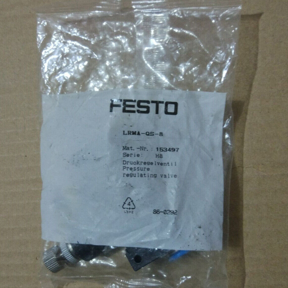 FESTO Pressure Relief Valve LRMA-QS-8 153497 Spot Stock - FESTO