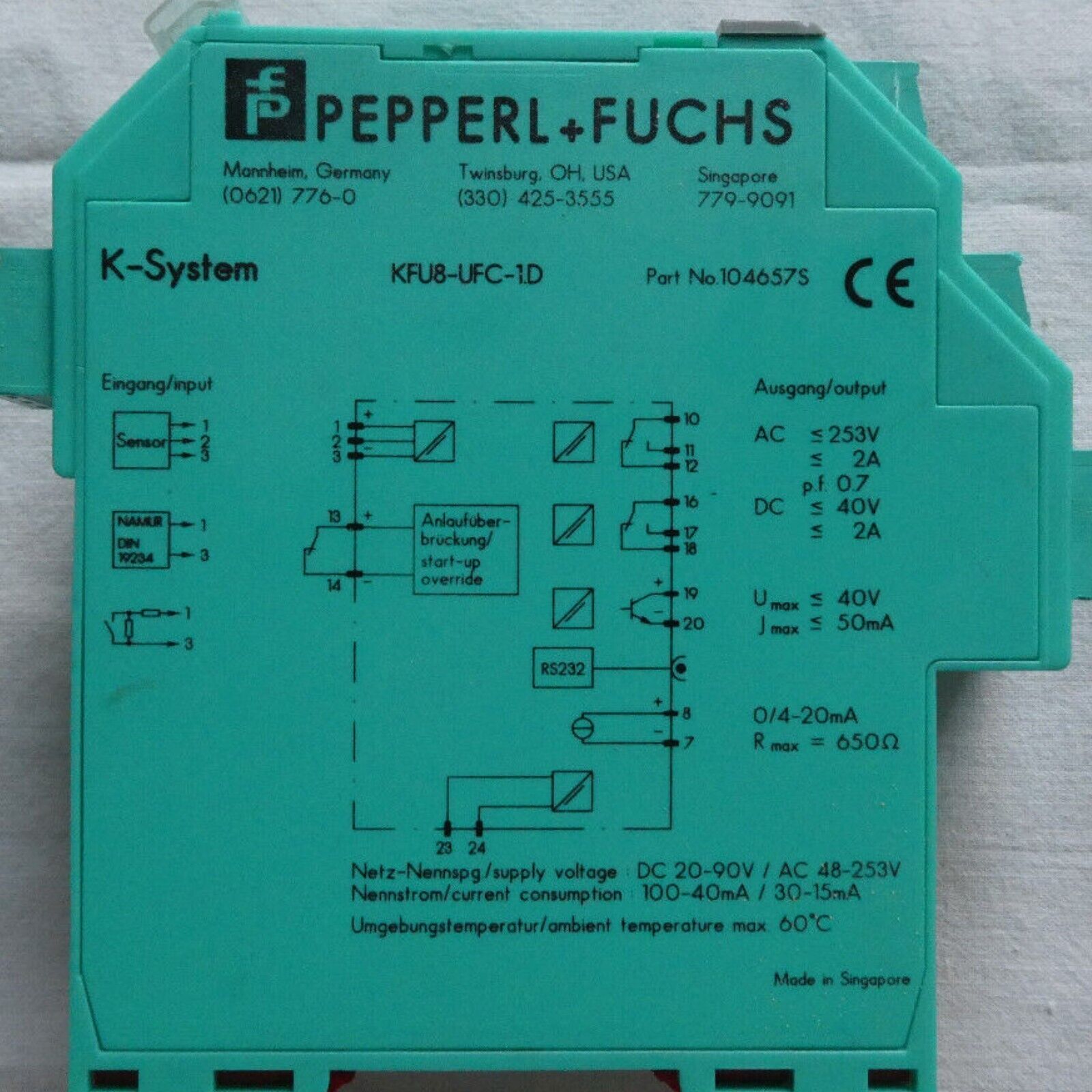 new Pepperl+Fuchs    KFU8-UFC-1.D    signal isolator safety barrier