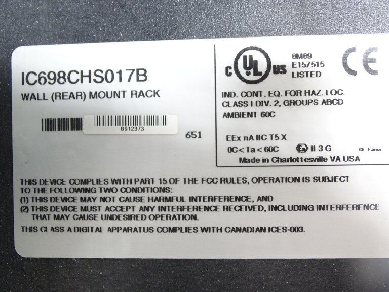 GE IC698CHS017B PLC RACK - GE