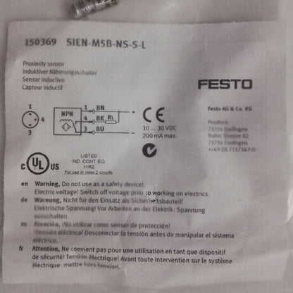 FESTO Proximity Switch SIEN-M5B-NS-S-L - FESTO