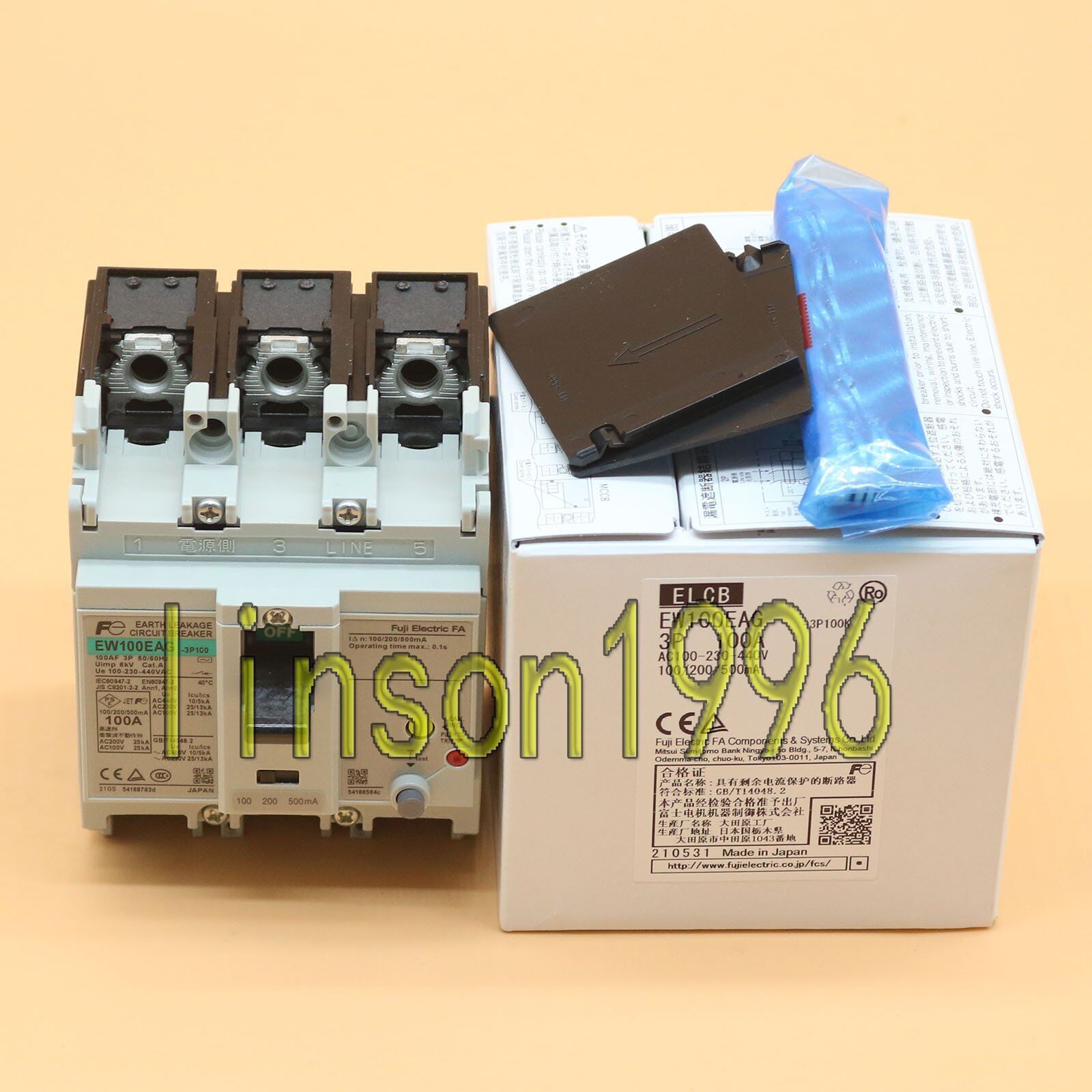 One FUJI Fe air switch leakage circuit breaker EW100EAG 3-phase 100A in box - FUJI ELECTRIC