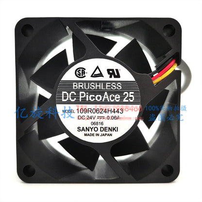Sanyo 109R0624H443 24V 0.06A 6CM 6025 inverter cooling fan