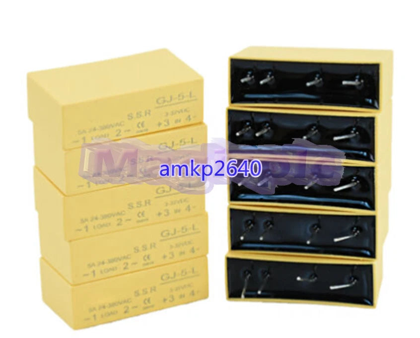 10pcs/box Solid State Relay GJ-5-L for MGR 5A 380VAC 3-32VDC DC-AC Small Pin