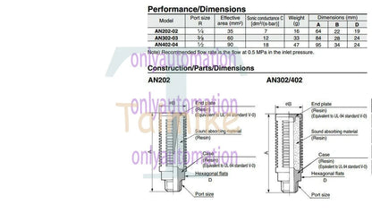 SMC AN302-03 Silencer High Noise Reduction Type 1PC