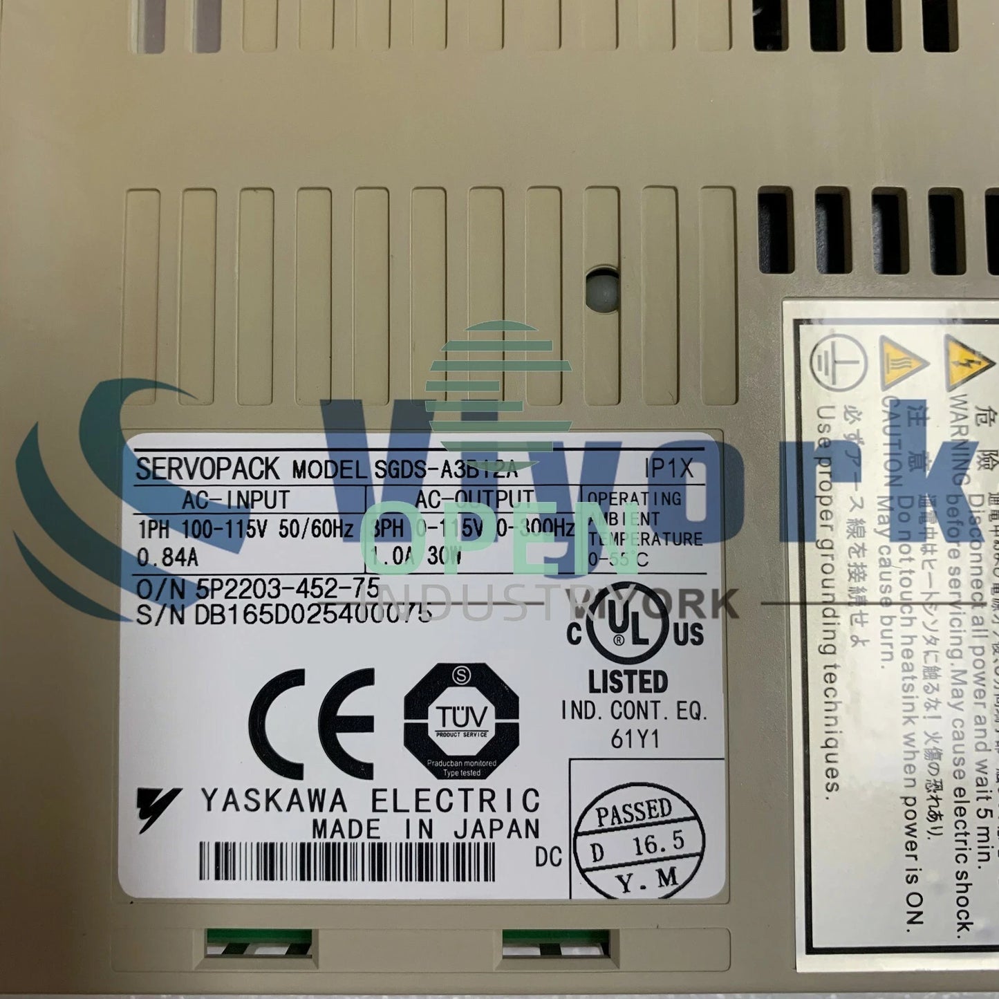 1PCS Yaskawa SGDS-A3B12A 1AMP 3PHASE 115VAC 30W