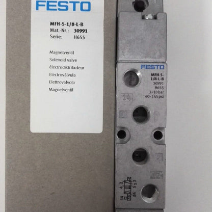 New FESTO MFH-5-1/8-L-B 30991 Solenoid Valve, industrial valve, pressure range 0.6-1.5 bar, FESTO MFH-5-1/8-L-B 30991 - FESTO