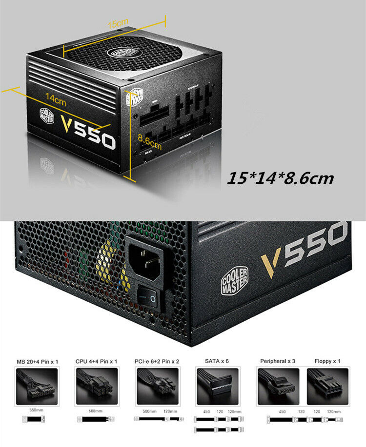 new Cooler Master V550 550W Game Power 80PLUS Gold Full Module Japanese Capacitor - COOLER MASTER