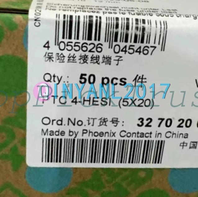 50PCS Phoenix Contact 3270200 fuse terminal block PTC 4-HESI (5X20)