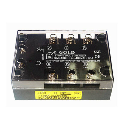 NEW GOLD SA3-4080D AC Solid State Relay 3Phase 80A 3-32VDC - GOLD