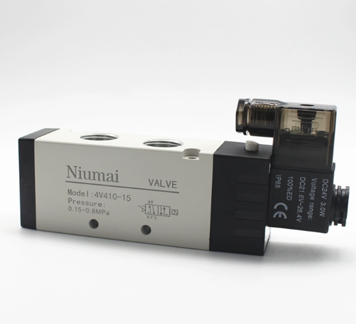 AIRTAC 4V410-15-AC220 Solenoid Valve, 220V AC, 15 Bar Pressure Range, High-Speed Solenoid Valve, 4-Port Design, For Food and Beverage Industry, 400°F Temperature Range - AIRTAC