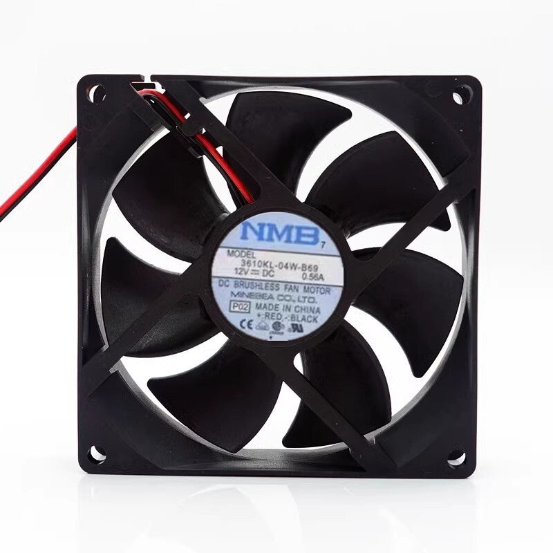 NMB 3610KL-04W-B69 9025 DC12V 0.56A 9CM 2-Wire Dual Ball Cooling Fan